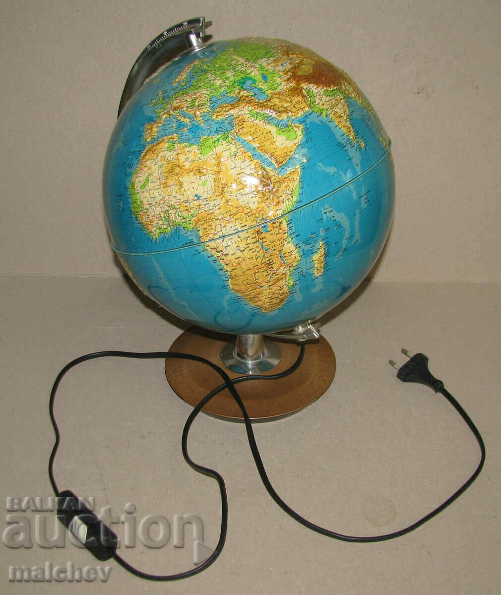Luminous globe 35 cm rotating and night lamp, completely preserved