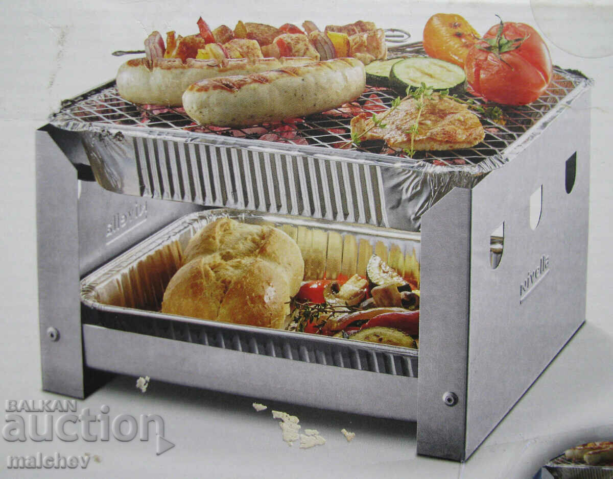 New folding metal stand for disposable barbecue grill