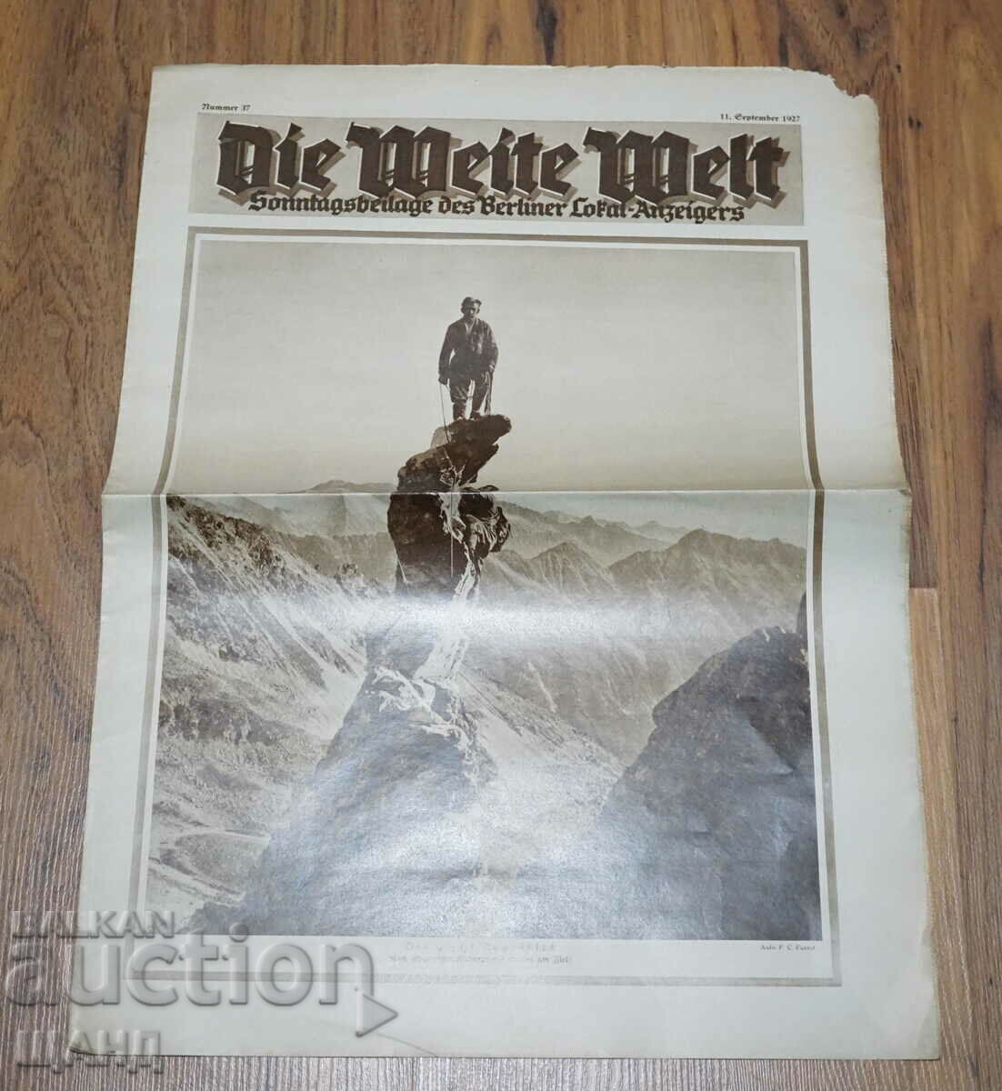 1927 Γερμανική εφημερίδα περιοδικού DIE WEITE WELT τεύχος 37