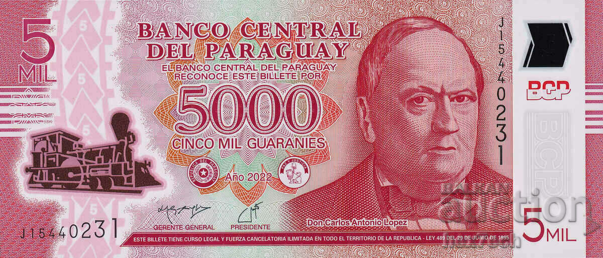 ❤️ ⭐ Paraguay 2022 5000 Guarani Polymer UNC nou ⭐ ❤️ cu preț 6.99 BGN | € 3.57 ❤️ ⭐ Paraguay 2022 5000 Guarani Polymer UNC nou ⭐ ❤️ cu preț 6.99 BGN | € 3.57