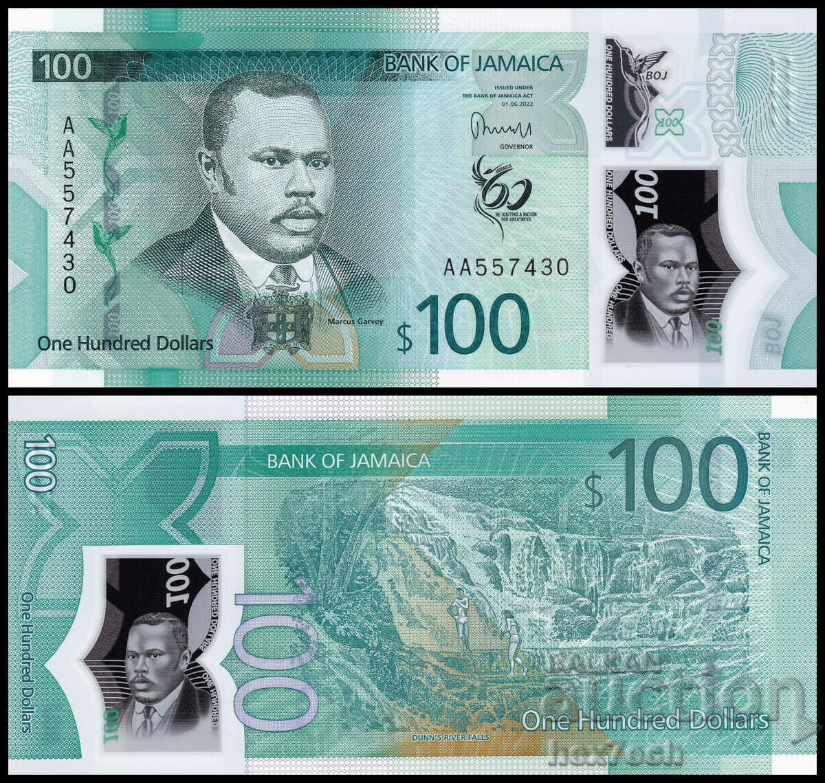 ❤️ ⭐ Jamaica 2022 100 USD Polymer UNC Nou ⭐ ❤️