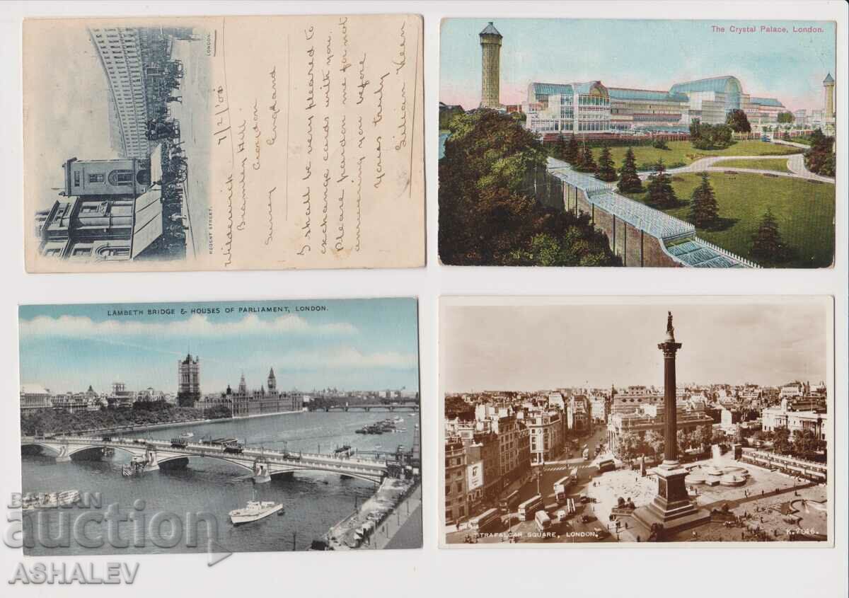 4 παλιές ταξιδιωτικές κάρτες - Λονδίνο