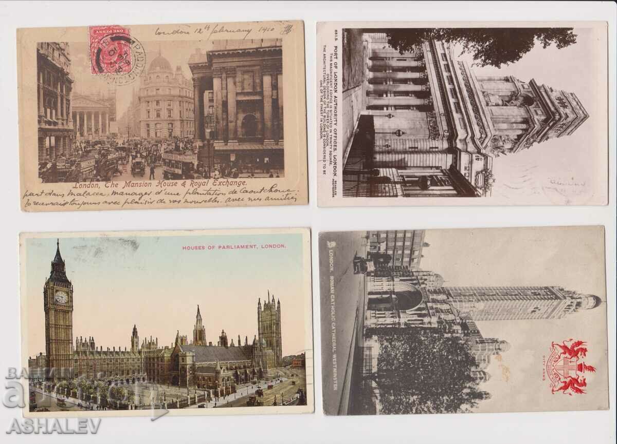 4 παλιές ταξιδιωτικές κάρτες - Λονδίνο