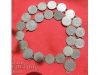 Γυναικεία ζώνη κοσμημάτων από ασημένια νομίσματα 1 και 2 λέβα Ferdinand