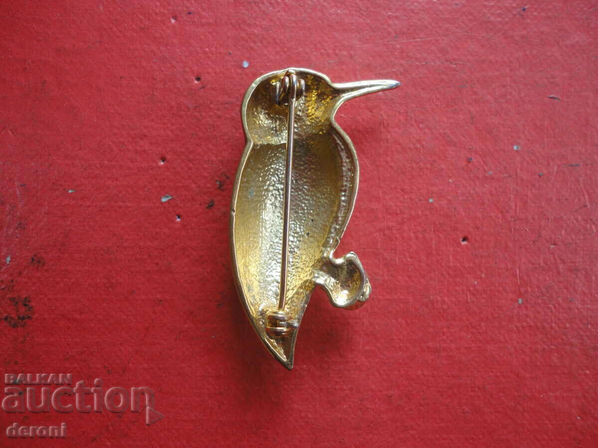 Gold-plated brooch with stones and enamel 34 - 5 Gold-plated brooch with stones and enamel 34 - 5