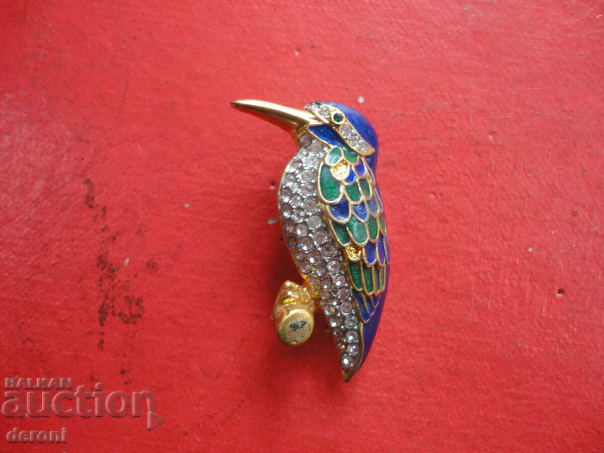 Gold-plated brooch with stones and enamel 34 - 6 Gold-plated brooch with stones and enamel 34 - 6