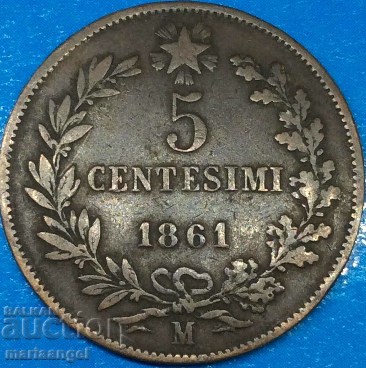 5 centesimi 1861 Italy M - Milan Victor Emmanuel II