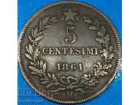 5 centesimi 1861 Italia M - Milan Victor Emmanuel II