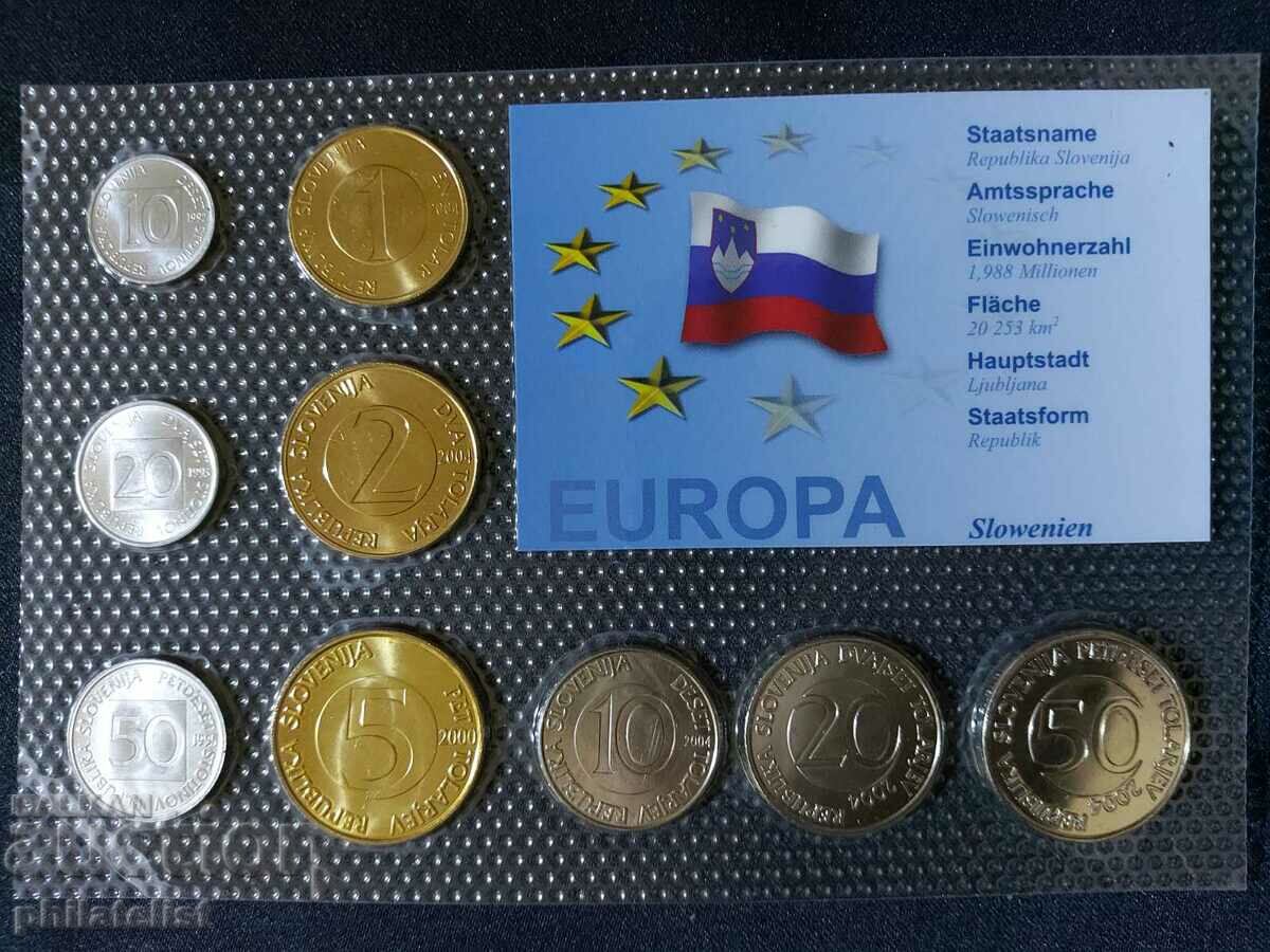 Complete set - Slovenia in tolars 1992-2004, 9 coins