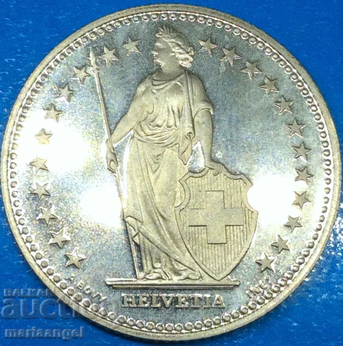 Швейцария 1 франк 1992 Хелвеция PROOF UNC