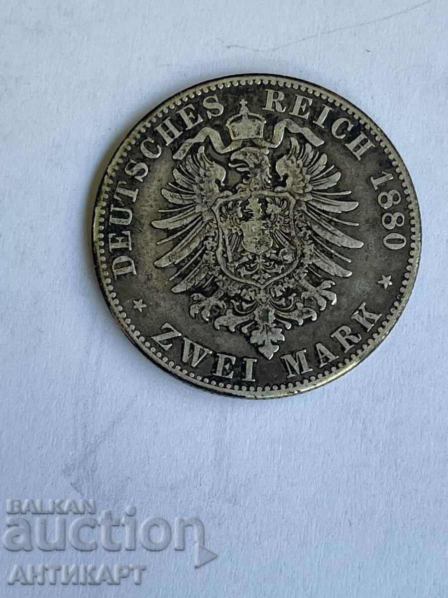 silver coin 2 marks Germany 1880 silver
