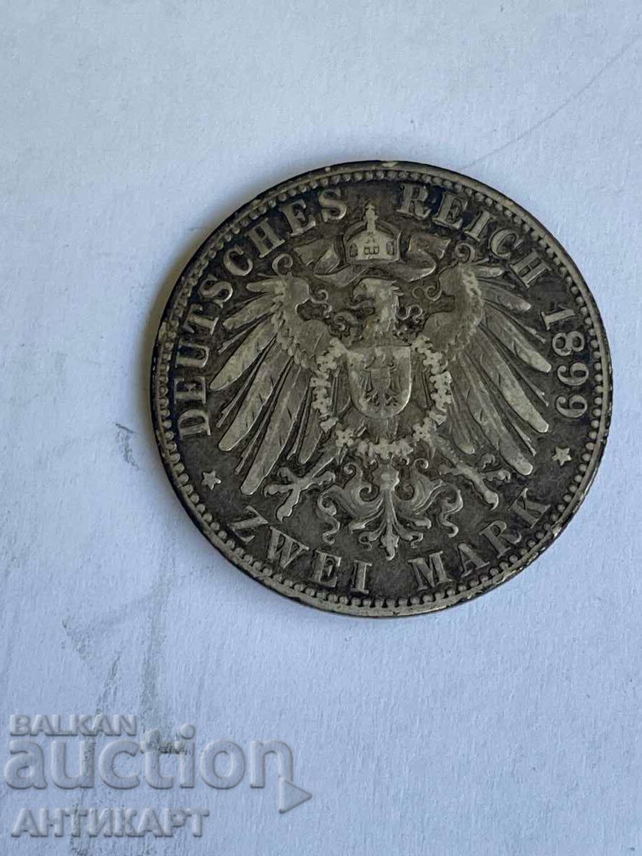 silver coin 2 marks Germany 1899 silver
