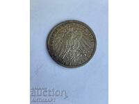 сребърна монета 3 марки Германия 1911 Вилхелм Прусия сребро
