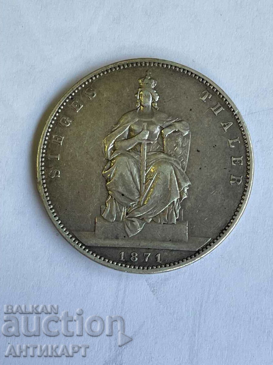 Moneda de argint Thaler Germania 1871 Wilhelm Prusia Argint