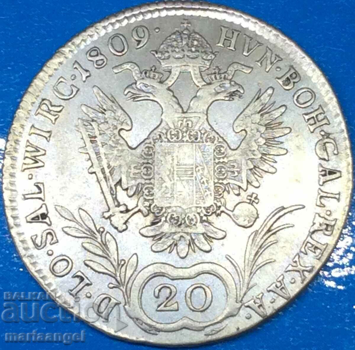 20 kreuzers 1809 Austria A - Vienna imp. Francis I - rare