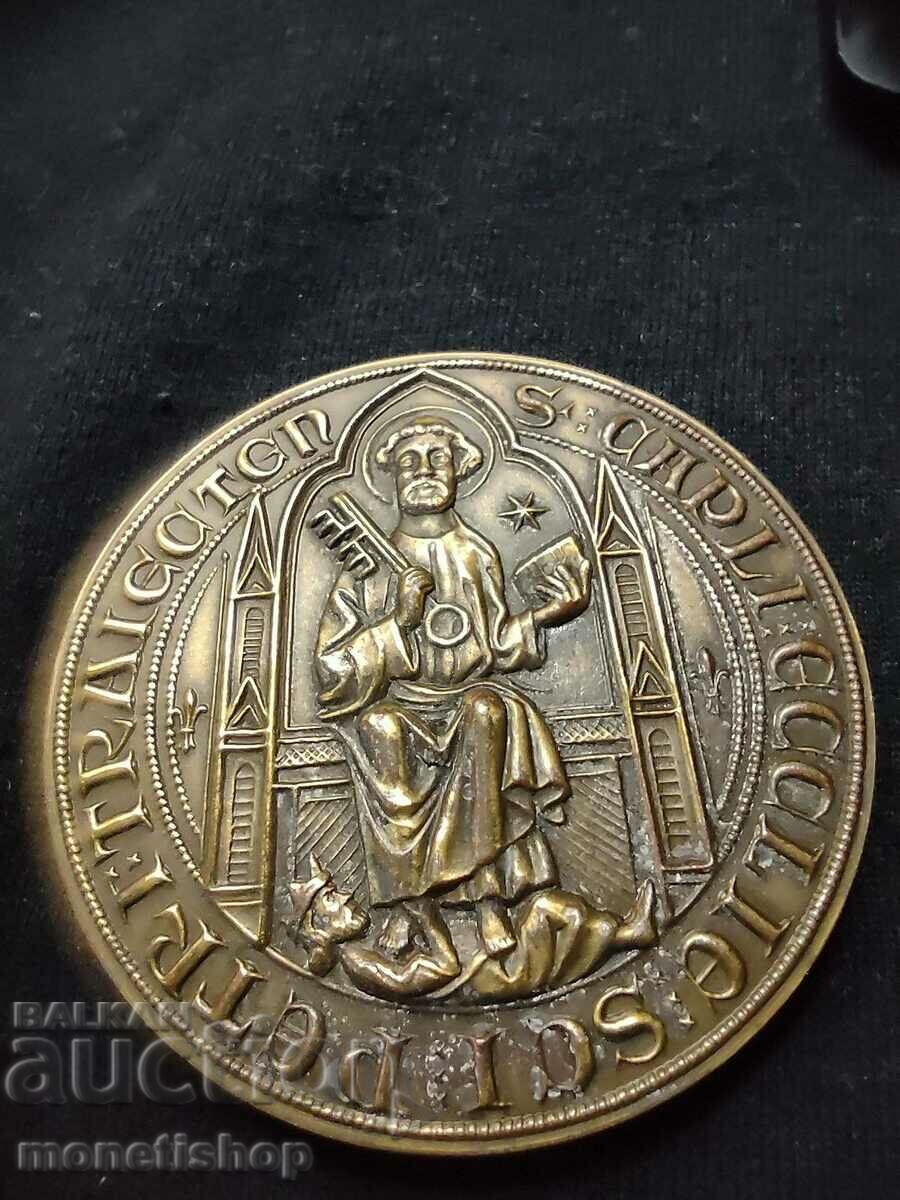 Bronze religious medal-plaque 50 mm 72 g - 5 Bronze religious medal-plaque 50 mm 72 g - 5