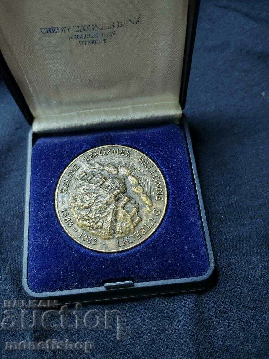 Бронзов религиозен медал-плакет 50 mm 72 g