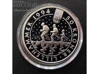 Сребро 50 Крони Олимпиада Лилехамер 1991 Норвегия