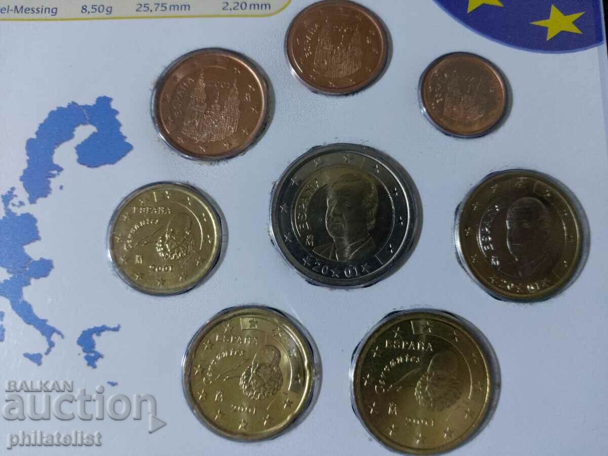 Auction Spain 2001 - Euro set complete series from 1 cent to 2 euros Auction Spain 2001 - Euro set complete series from 1 cent to 2 euros