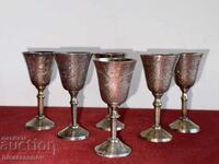 Silver plated wine glasses (6 pieces)