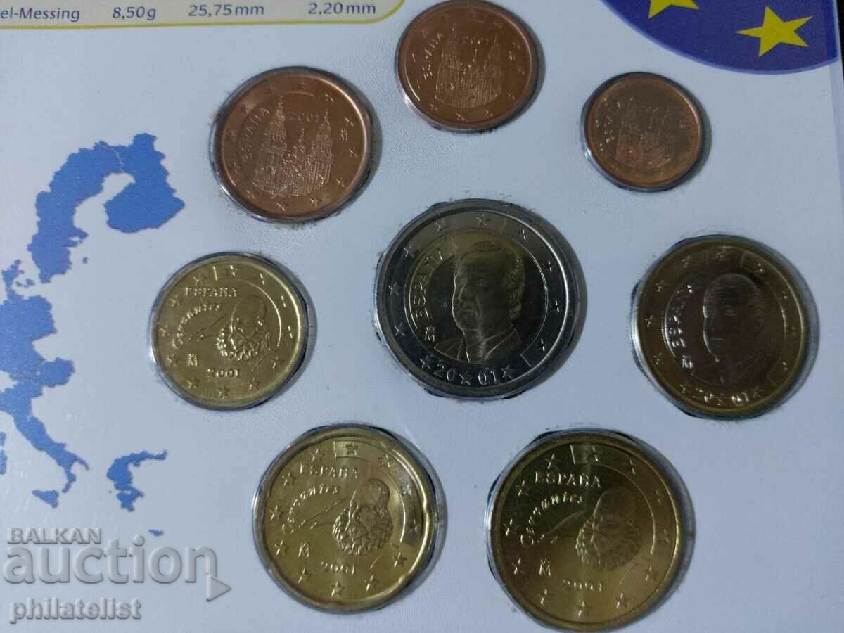 Auction Spain 2001 - Euro set complete series from 1 cent to 2 euros Auction Spain 2001 - Euro set complete series from 1 cent to 2 euros