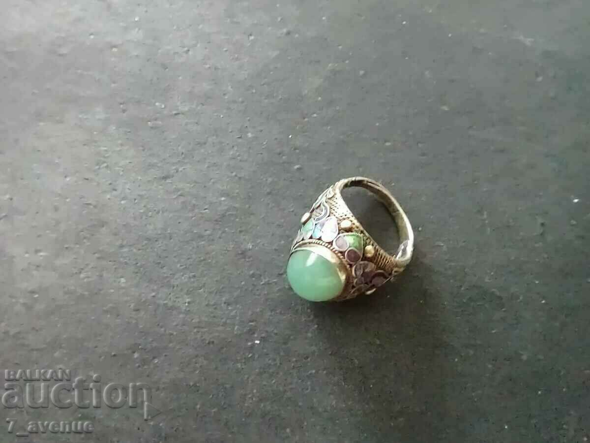 Old RING, silver Jade stone, enamel, 11.07.2024 with price 299.00 BGN | € 152.88 Old RING, silver Jade stone, enamel, 11.07.2024 with price 299.00 BGN | € 152.88