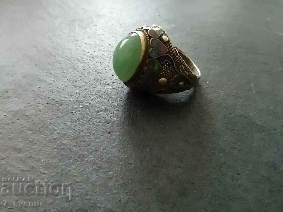 Old RING, silver Jade stone, enamel, 11.07.2024 - 5 Old RING, silver Jade stone, enamel, 11.07.2024 - 5