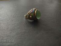 Old RING, silver Jade stone, enamel, 11.07.2024