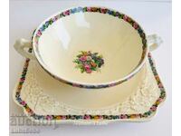 Crown Ducal England Cream Soup Bowl and Plate, "Gainsborough