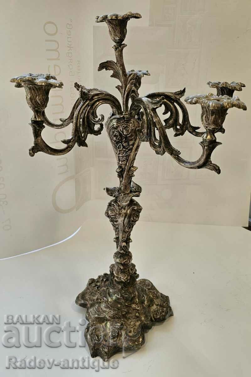 Fine silver-plated Austrian candlestick, 60 cm.