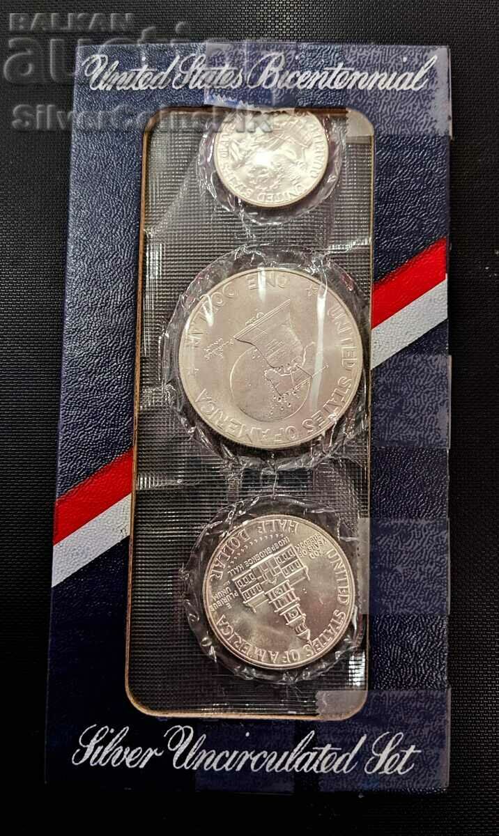 Сребърен Нециркулирал Сет 1976 S 200 Години САЩ