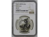 1 oz сребро 2 паунда Британия 2004 г NGC MS 67