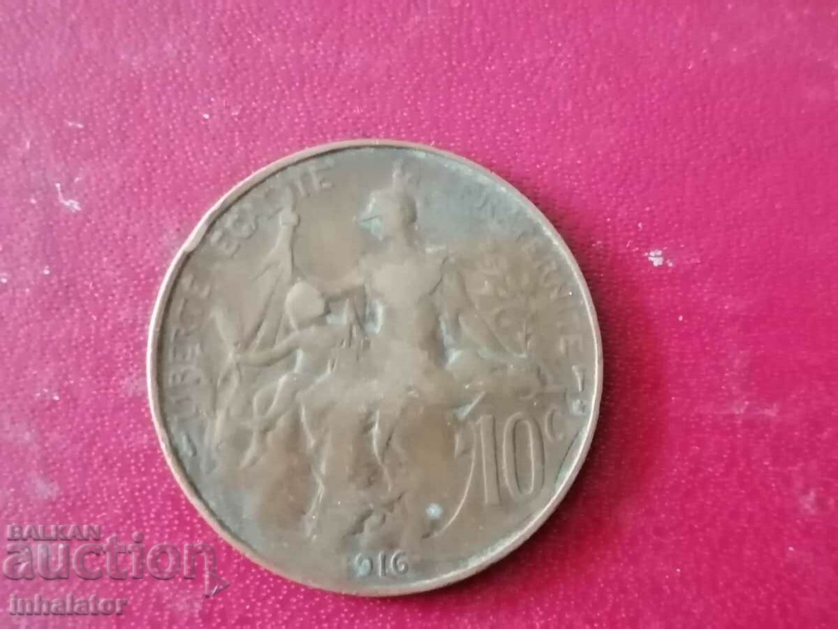 1916 10 centimes Franta *