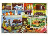 Ισημερινή Γουινέα 1975 Ιχθείς 2 μπλοκ +7 γραμματόσημα Σφραγίδες