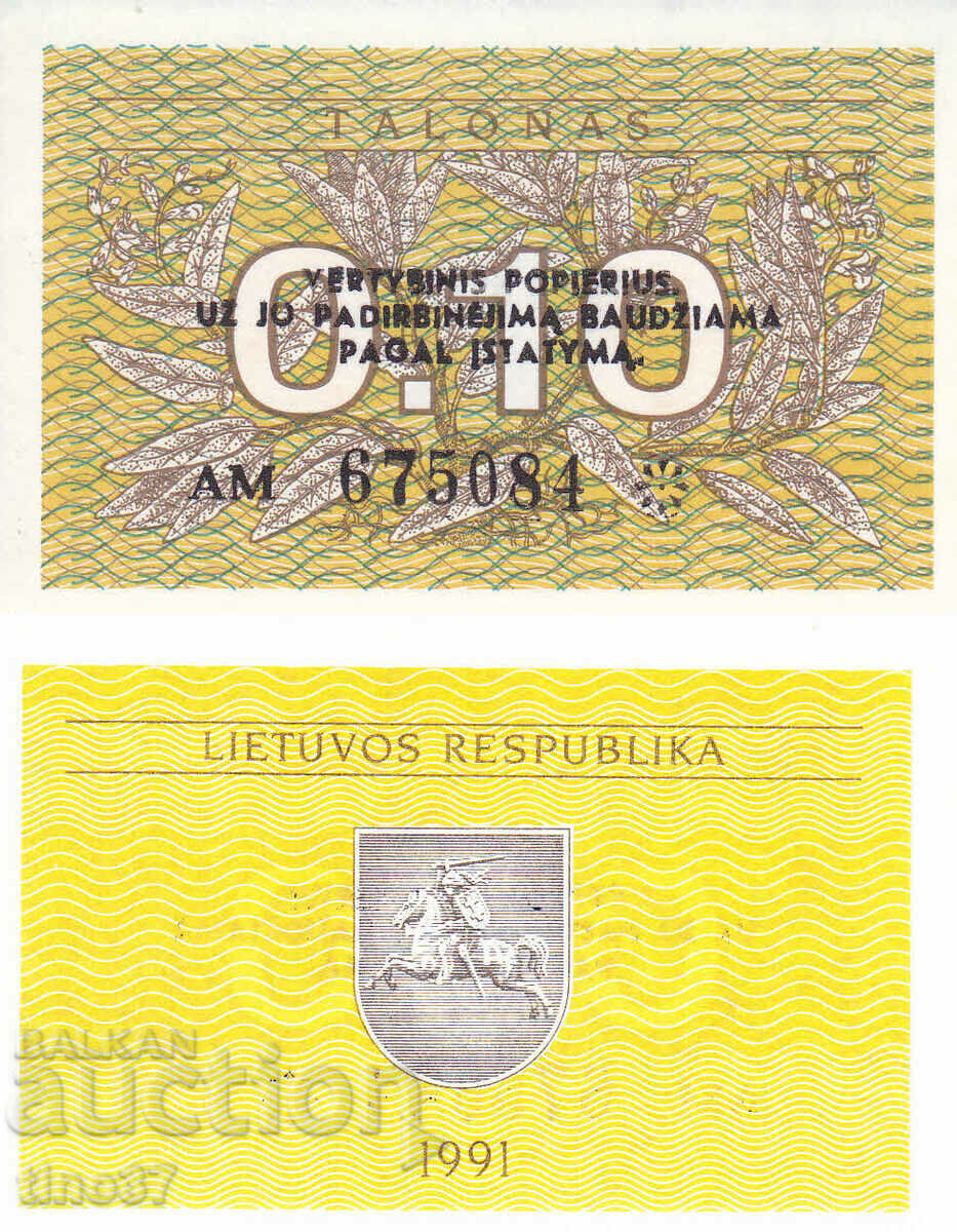tino37- LITUANIA - TIMBRU 0,10 - 1991 - UNC