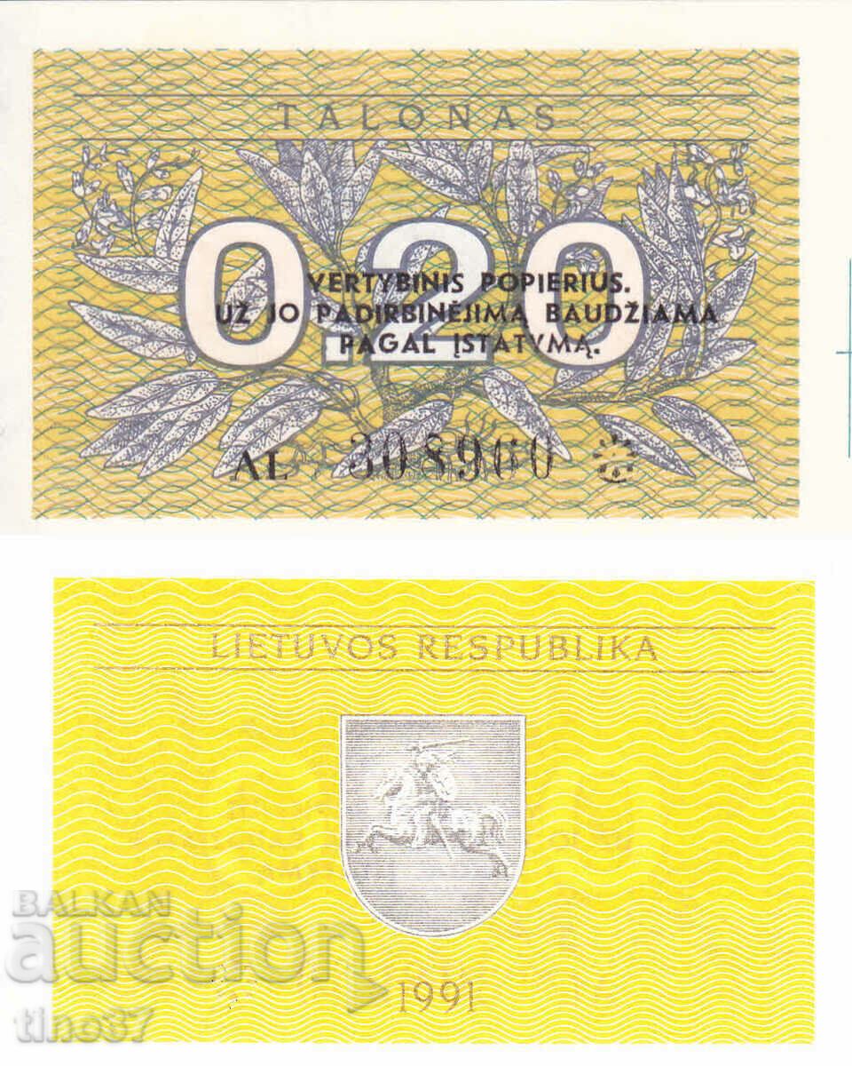 tino37- LITUANIA - TIMBRU 0,20 - 1991 - UNC