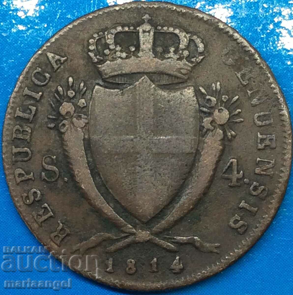 Genoa 4 soldi 1814 Italy med