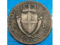 4 soldi 1814 Genoese Republic of Italy med