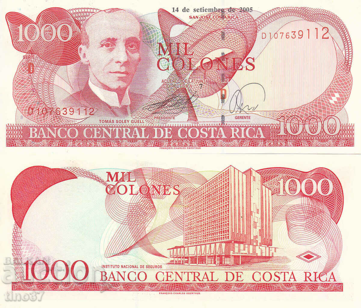 tino37- COSTA RICA - 1000 COLONES - 2005 - UNC