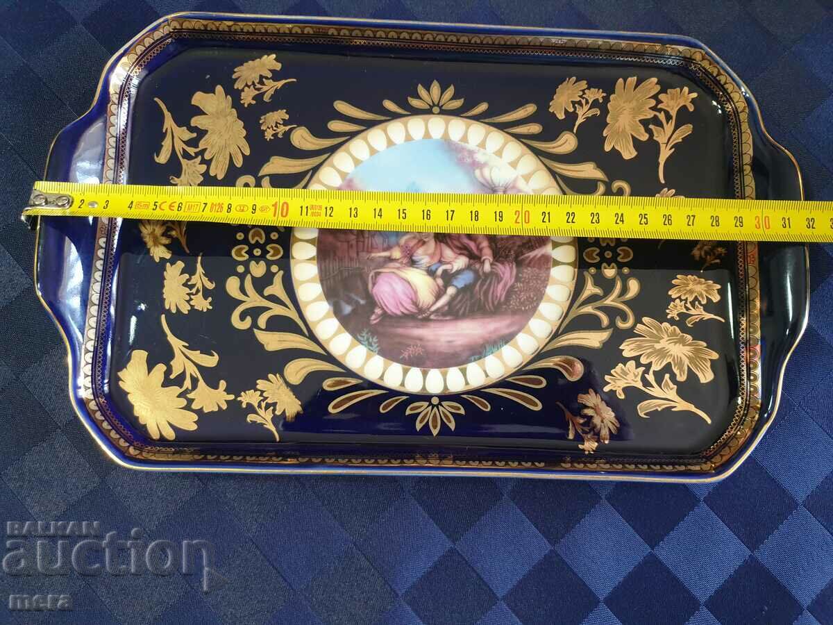 Delivery of Porcelain cobalt tray with gilt Delivery of Porcelain cobalt tray with gilt