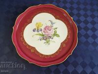 Large porcelain tray with rich gilding and floral motifs