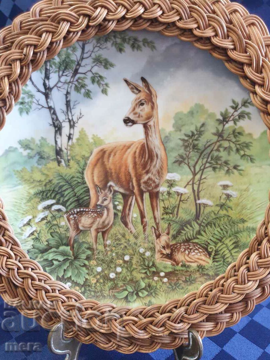 Porcelain wall plate with wicker fittings - Bavaria with price 85.00 BGN | € 43.46 Porcelain wall plate with wicker fittings - Bavaria with price 85.00 BGN | € 43.46