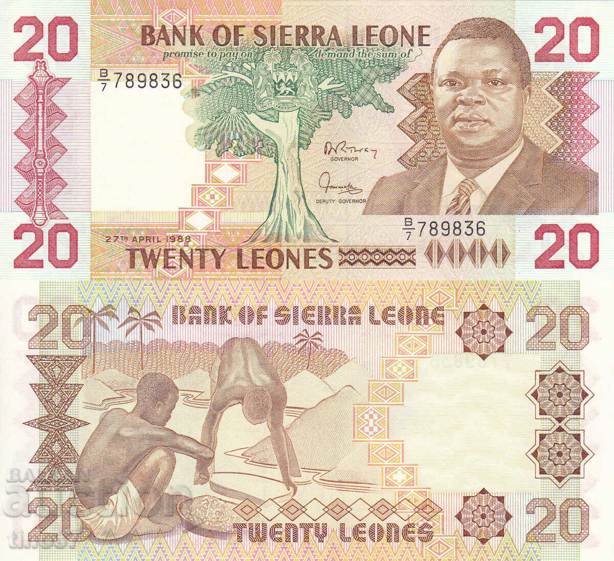 tino37- SIERRA LEONE - 20 LEONE - 1988 - UNC
