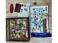 Military box with a large number of old enamel badges and medals