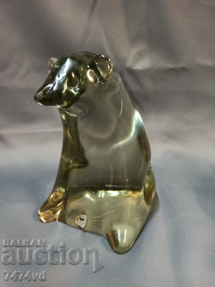 Масивна рядка стъклена скулптура на мечка  Ливио Сегусо