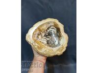 Massive vessel, bowl, ashtray, etc., made of petrified wood