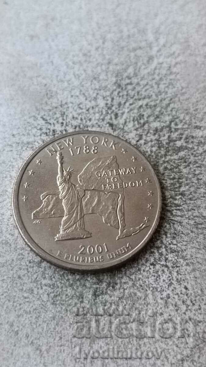 USA 25 cents 2001 D New York