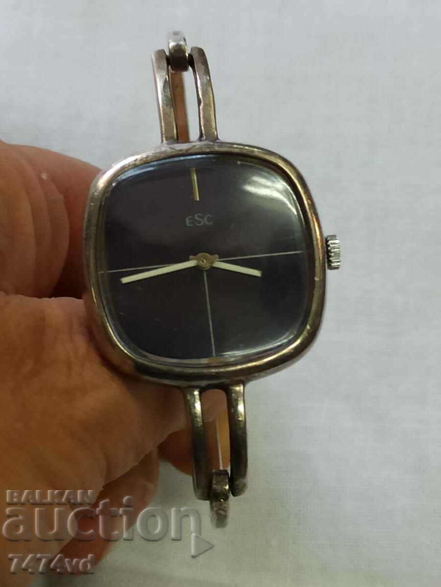 Silver women's watch-Esc 17 stones blue dial, 800 pr
