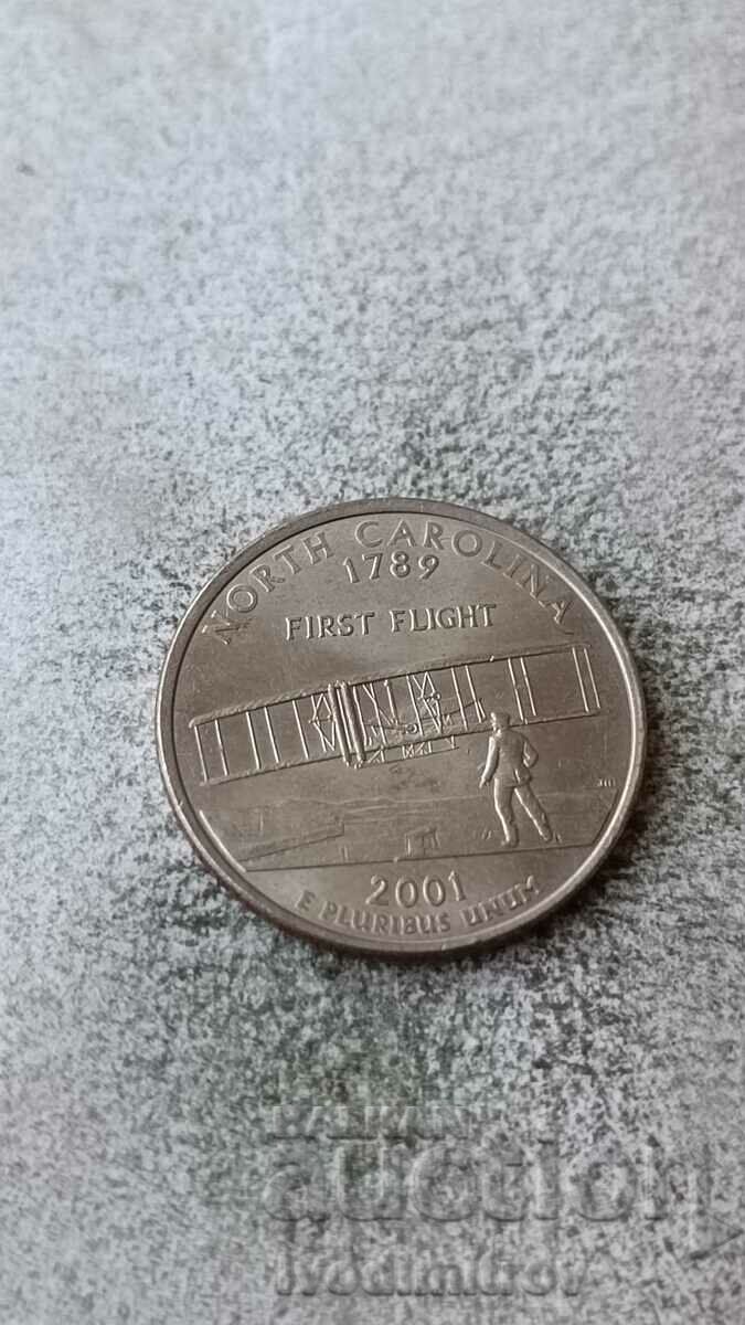 САЩ 25 цента 2001 D North Carolina