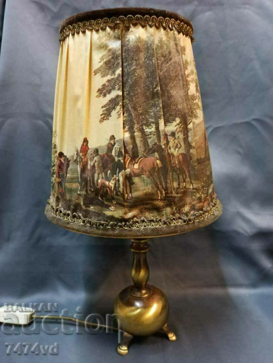 Delivery of German brass night lamp with hunting scenes Delivery of German brass night lamp with hunting scenes